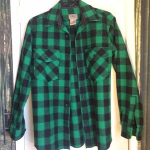 L.L. Bean Men's Wool Buffalo Plaid Shirt Size XS